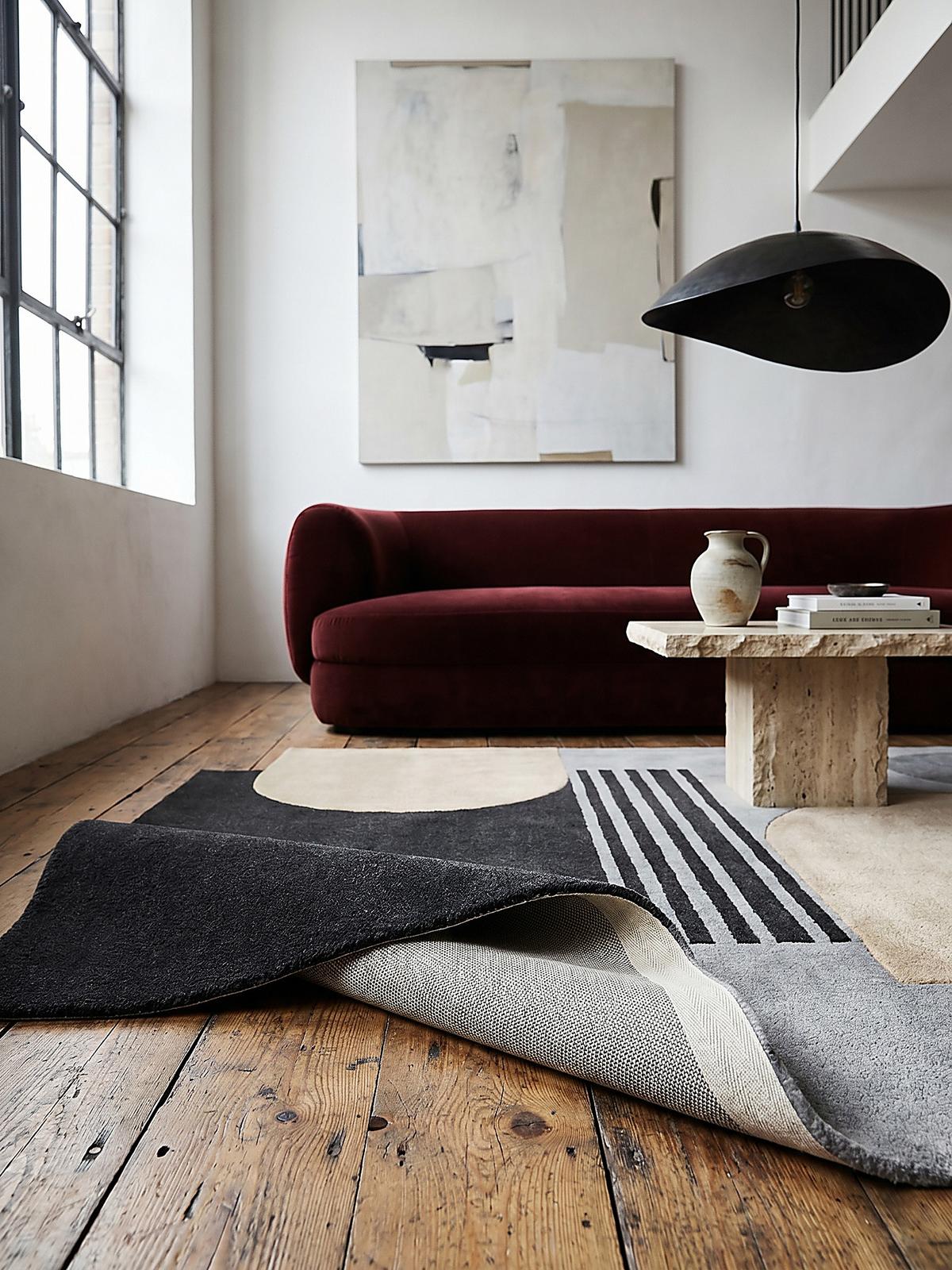 WOLLTEPPICH HALLEIN, abstrakt, aus Wolle, Grau, 120 x 180 cm - Grau, Textil (180/120cm) - KADIMA DESIGN