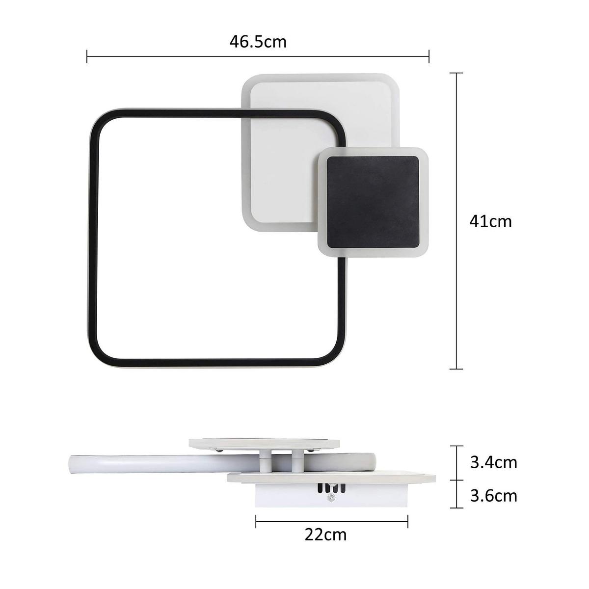 LED-DECKENLEUCHTE Magdalena 47/41/7 cm - Schwarz, Metall (47/41/7cm) - Nettlife