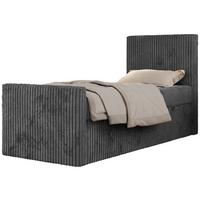 JUGENDBETT TILIO DUO 90/200 - Grau Cord - H4 - Rechts Seite - Grau, Textil (200/90cm) - MKS