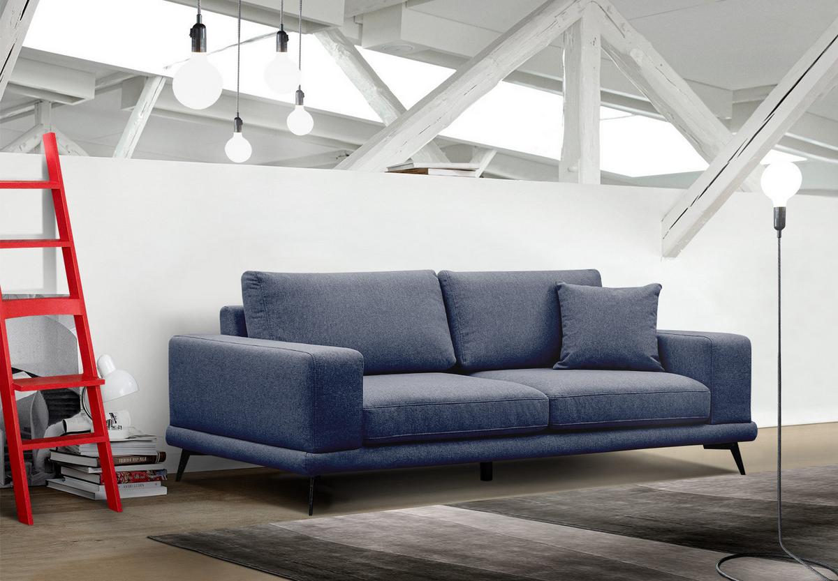 SOFA MEDIOLANE 3-Sitzer, dunkelblau - Dunkelblau, Holzwerkstoff/Textil (233/87/96cm) - Wozimo