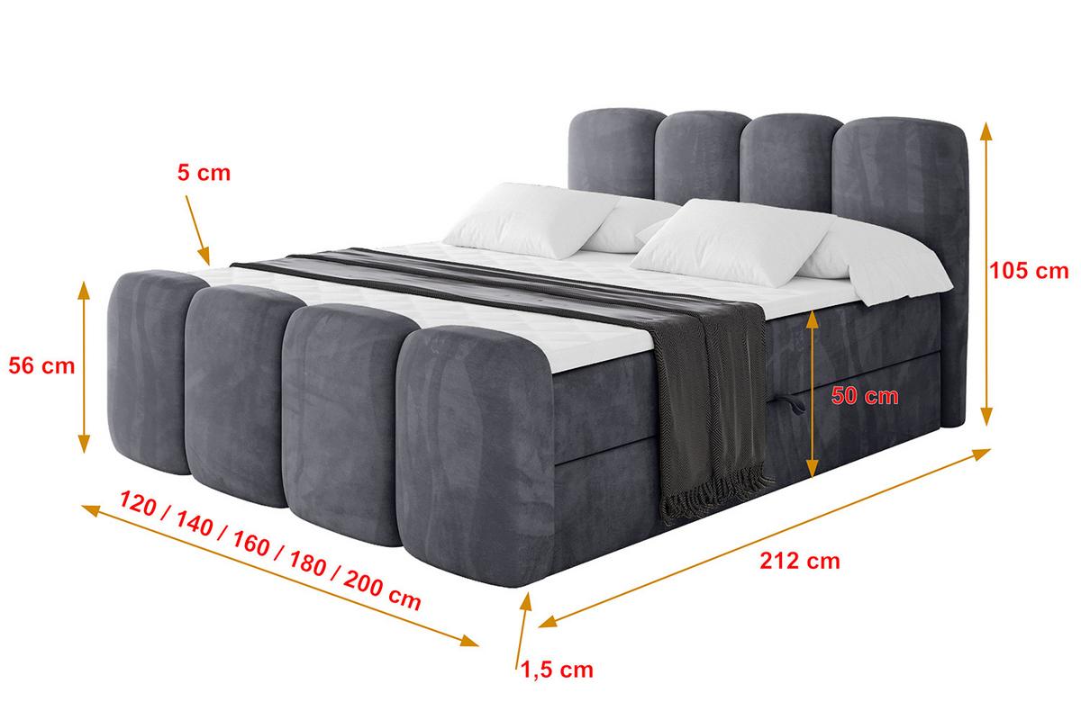 BOXBETT mit Matratze H4 und Lattenrost - NINA-Z - 120x200 cm - Dunkelgrau - Dunkelgrau, Holzwerkstoff (120/200cm)