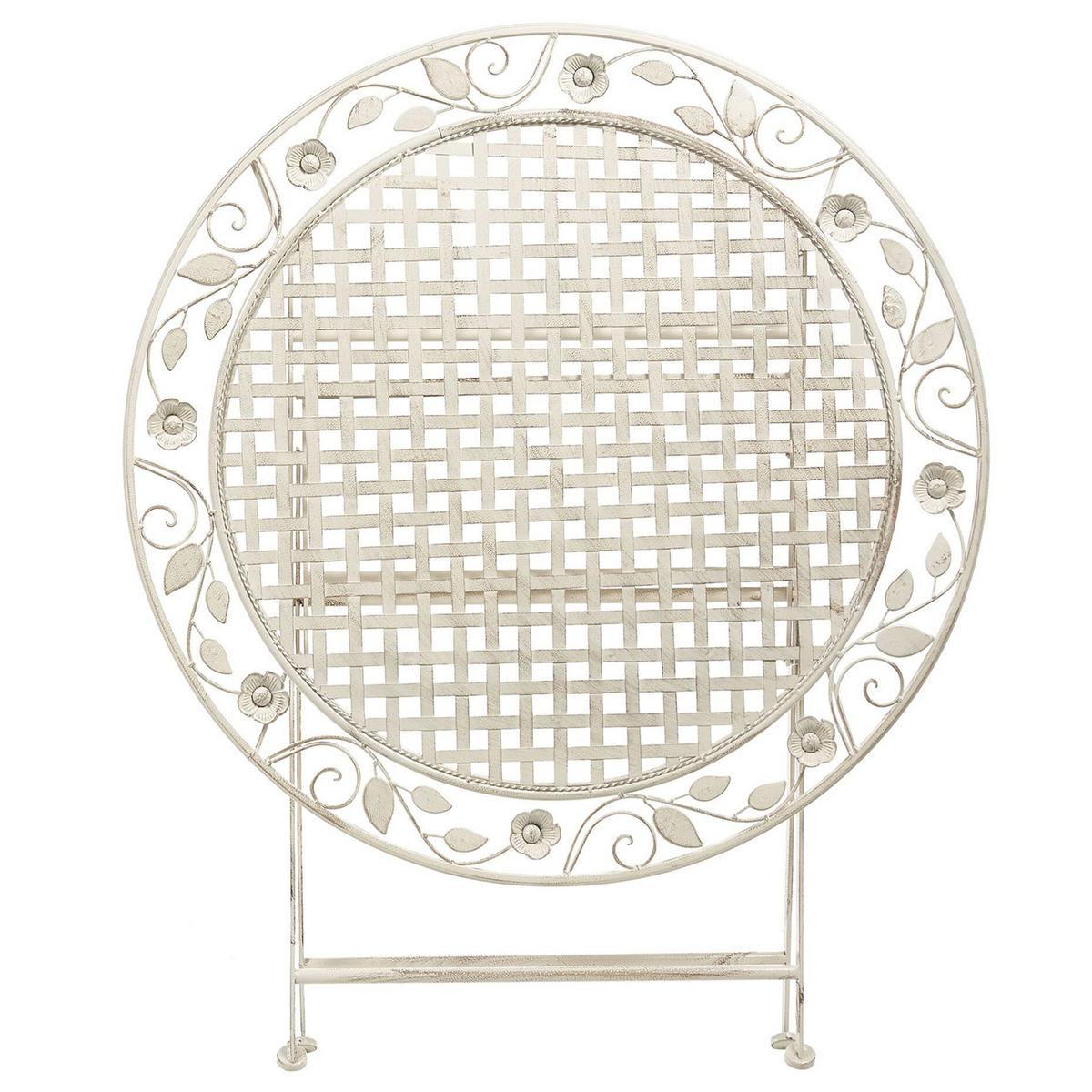 GARTENTISCH cm Metall Cremeweiß Bivio - Weiß, Metall (90/90/74cm) - Beliani