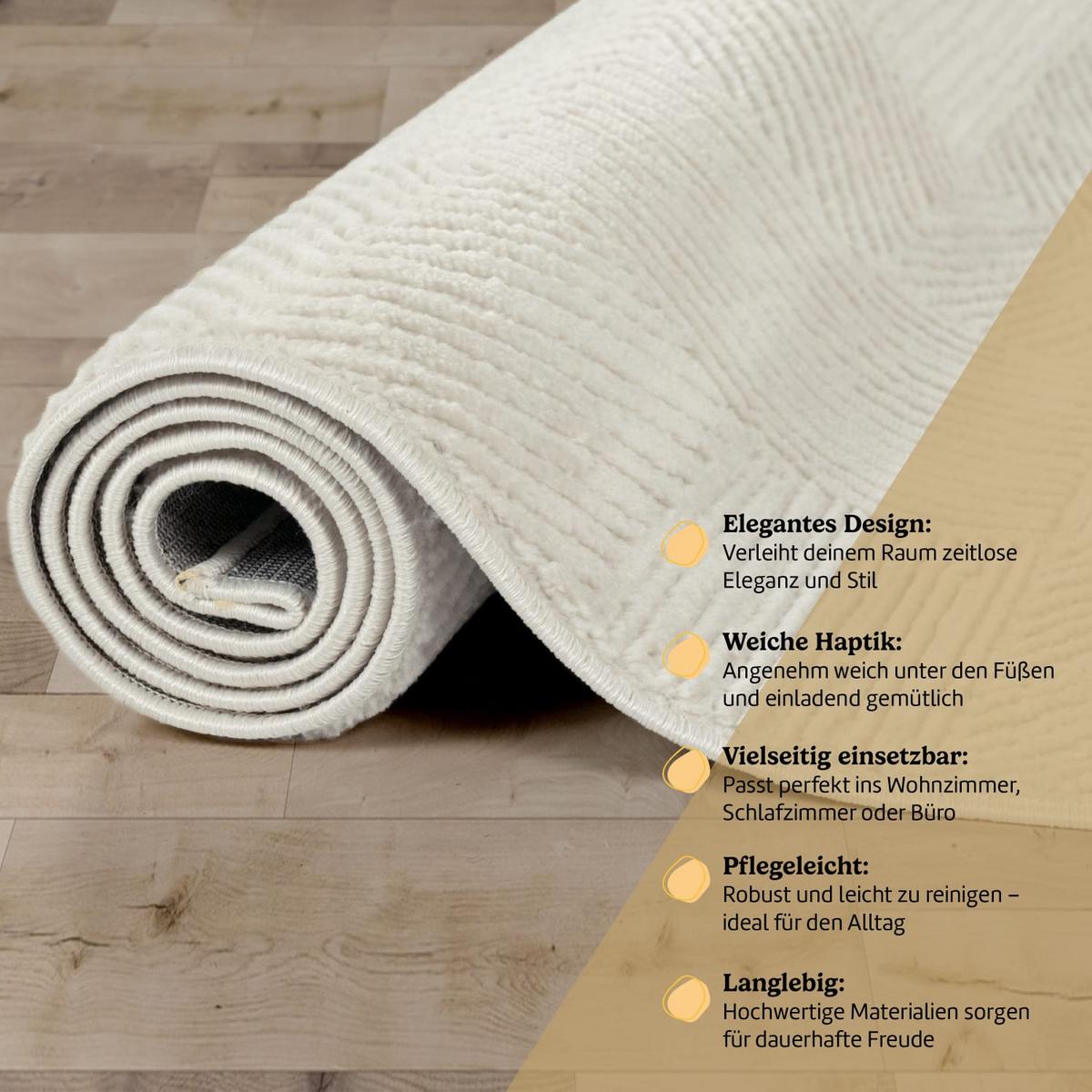 KURZFLORTEPPICH, einfarbig, aus Polypropylen, Florhöhe 9 mm, Creme, 200 x 280 cm - Creme, Textil (280/200cm) - KADIMA DESIGN