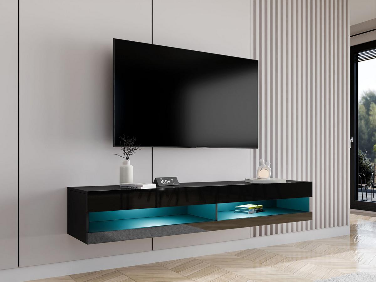 TV-LOWBOARD Vigo New 180 - Schwarz Hochglanz/Schwarz, Holzwerkstoff (180/30/40cm) - MIRJAN24