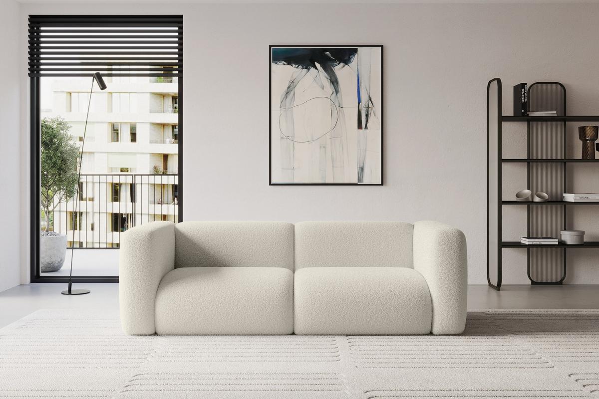 MODULARES Sofa 2-SITZER MIRA-S1 228x89x70 Beige cm Bouclé - Kaschmir/Beige, Holzwerkstoff/Kunststoff (228/70/89cm) - ALTDECOR