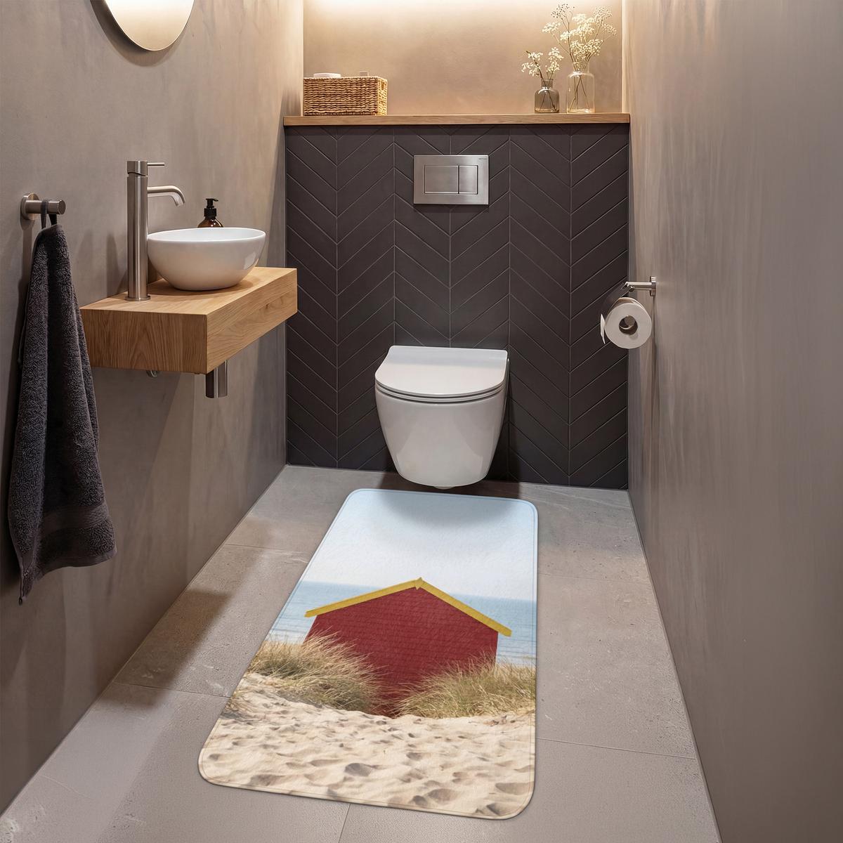 WC-VORLEGER Strand - Ferienhäuser - Farbenfroh - Dünen Toilettenvorleger 60x120 cm - Multicolor, Textil (60/1cm) - OnlyWow