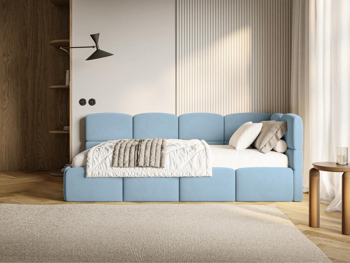 JUGENDBETT Cloudy Hellblau 120 x 200 cm - Blau/Schwarz, Kunststoff/Textil (120/200cm) - Selsey