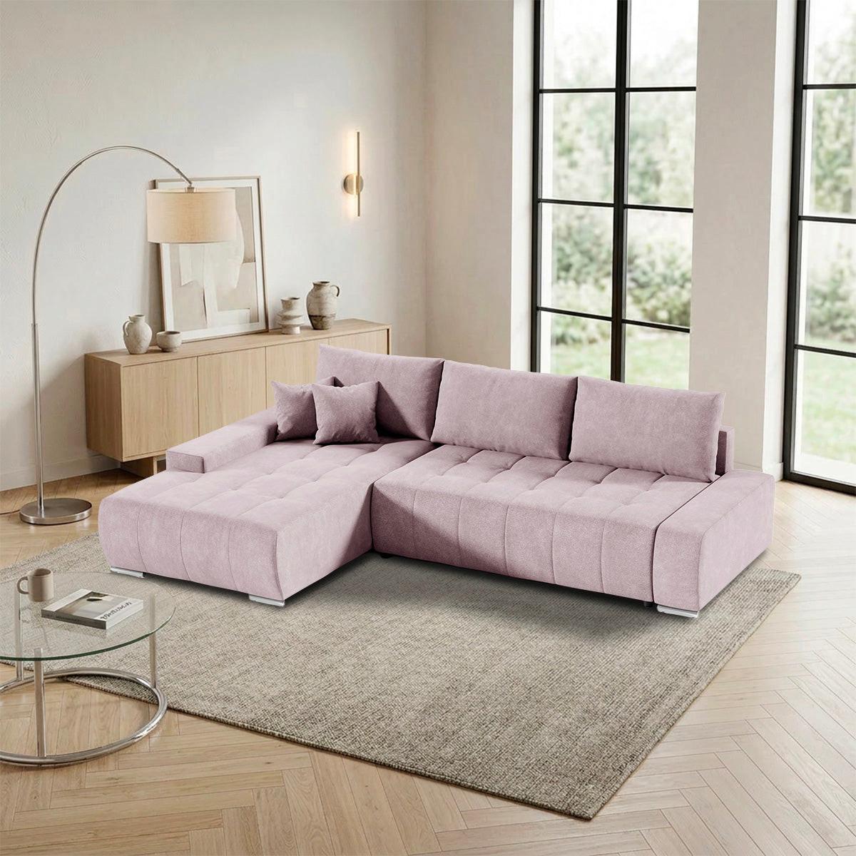 ECKSOFA Jonas 4 Sitzplätze Rose - Pink, Holzwerkstoff (265/185cm) - Petits-meubles