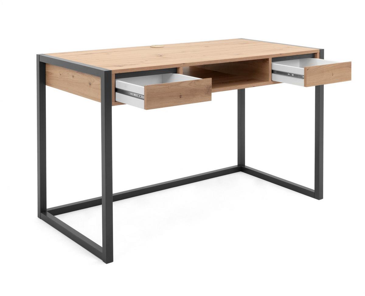 SCHREIBTISCH Artisan Eiche, anthrazit 120 cm, Industrial Design, Laptoptisch mit Schubladen - Anthrazit/Eiche Artisan, Holzwerkstoff (120/60/75cm) - Furn.Design