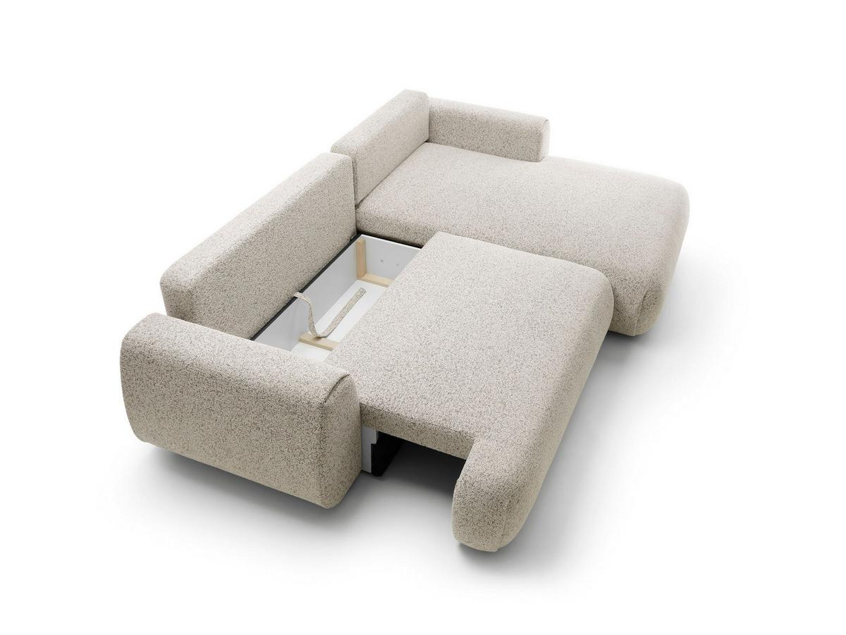 ECKSOFA ZEST Beige Geflochtener Stoff mit Schlaffunktion - Beige, Holz (270/167cm) - MASSENO