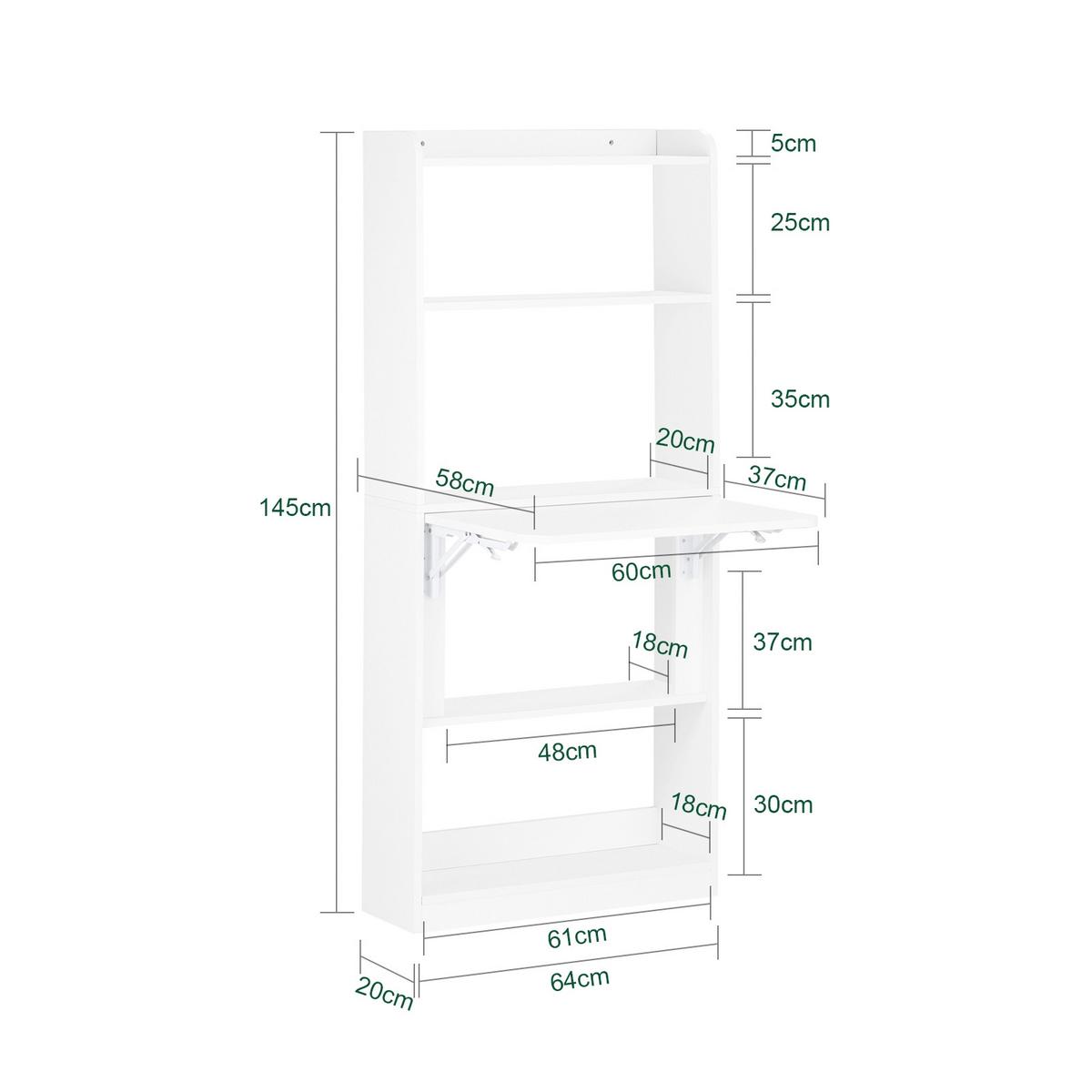 SCHREIBTISCH Klappbar, Weiß 64x145x58cm - Weiß, Holzwerkstoff (58/64/145cm) - SoBuy