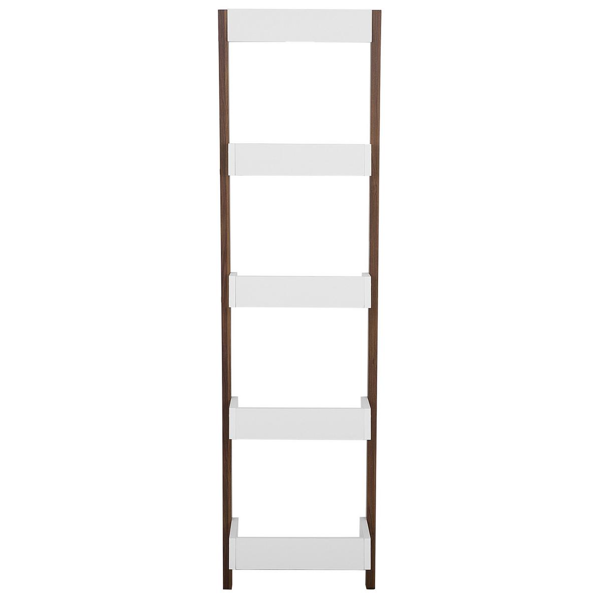 BÜCHERREGAL 5 Fächer Braun/Weiß Mobile Duo - Weiß, Holzwerkstoff (45/166/36cm) - Beliani
