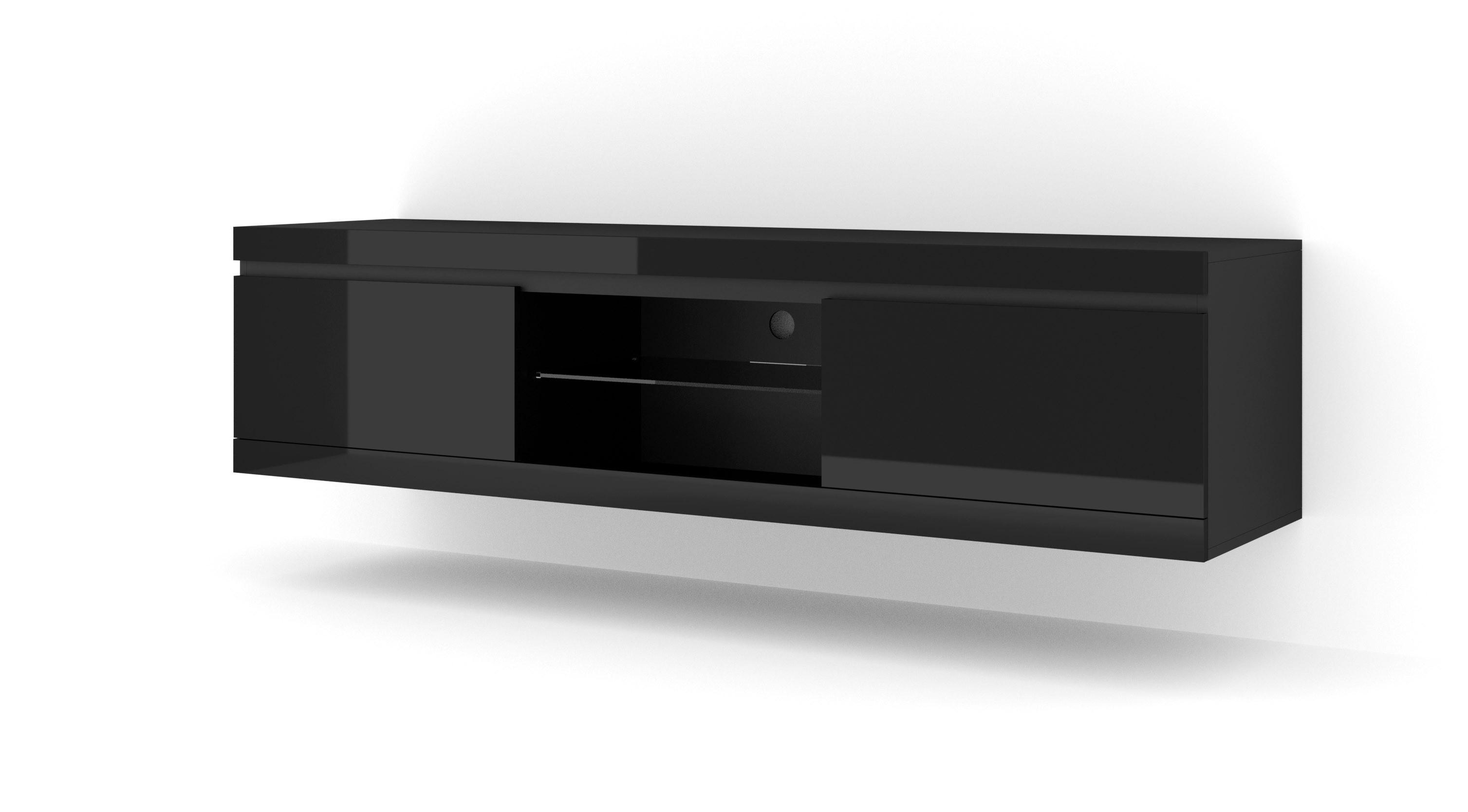 TV LOWBOARD Schwarz Hochglanz 180/46/40 - Schwarz Hochglanz, Holzwerkstoff (180/46/40cm) - RAUMHIRSCH FURNITURE