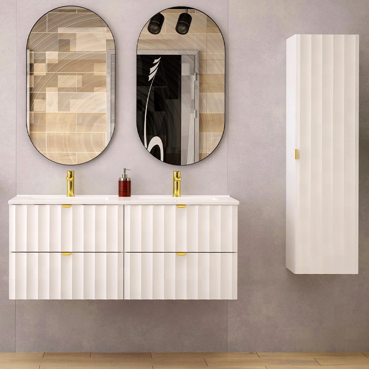 BADMÖBEL 120cm Lexa 2er-Set Weiß - Weiß, Holzwerkstoff (120/50/45.8cm) - Petits-meubles