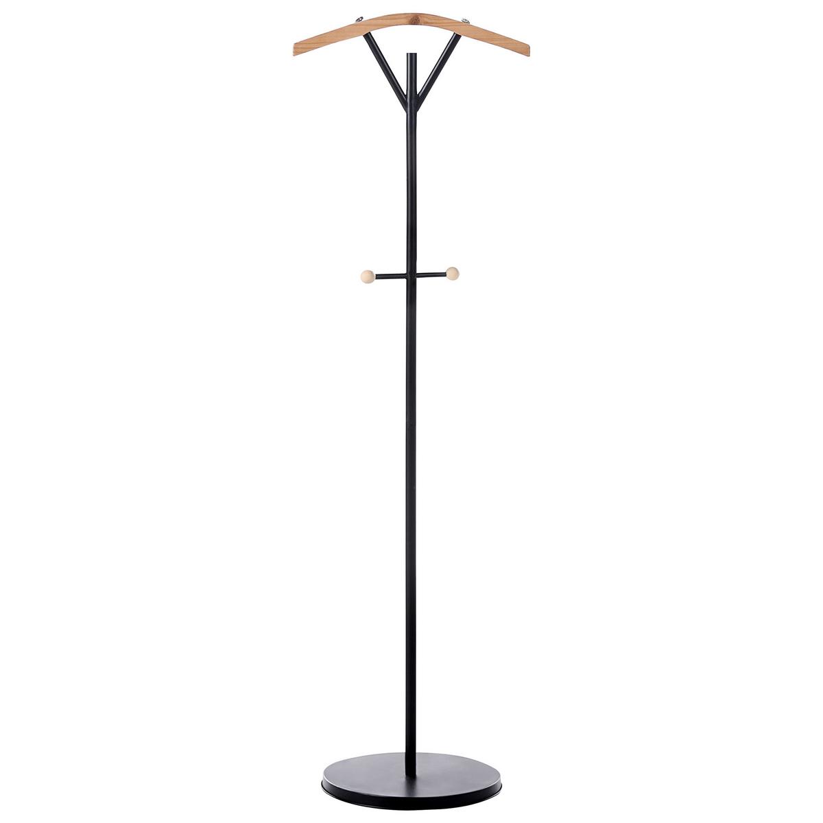 GARDEROBENSTÄNDER Schwarz Thompson - Hellbraun, Metall (40/130/30cm) - Beliani