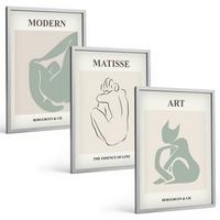 BILDER SET 3er Set - 40x60 cm Silberner Rahmen - Abstrakte Pastellfiguren - Silberfarben, Kunststoff (40/60cm) - TULUP