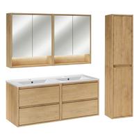 BADMÖBEL 121cm 2er-Set Holz - Braun, Holzwerkstoff (121/52/46cm) - Petits-meubles