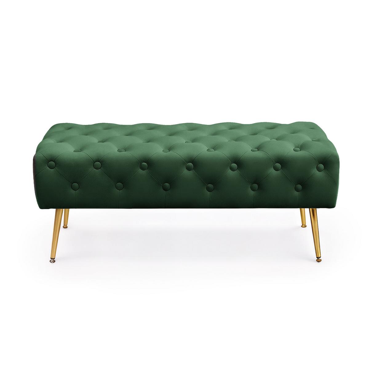 POLSTERBANK mit Samt - Optik Grün 42/41/42 - Grün, Textil (100/41/42cm) - RAUMHIRSCH FURNITURE