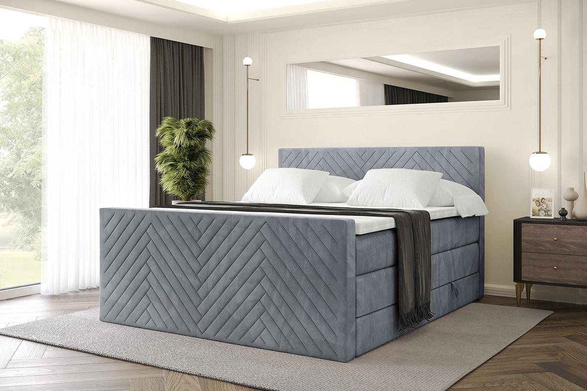 BOXSPRINGBETT mit Matratze und Lattenrost - VEXA-Z KING-120x200 - Grau Casablanca - Grau, Holzwerkstoff (120/200cm) - ALTDECOR