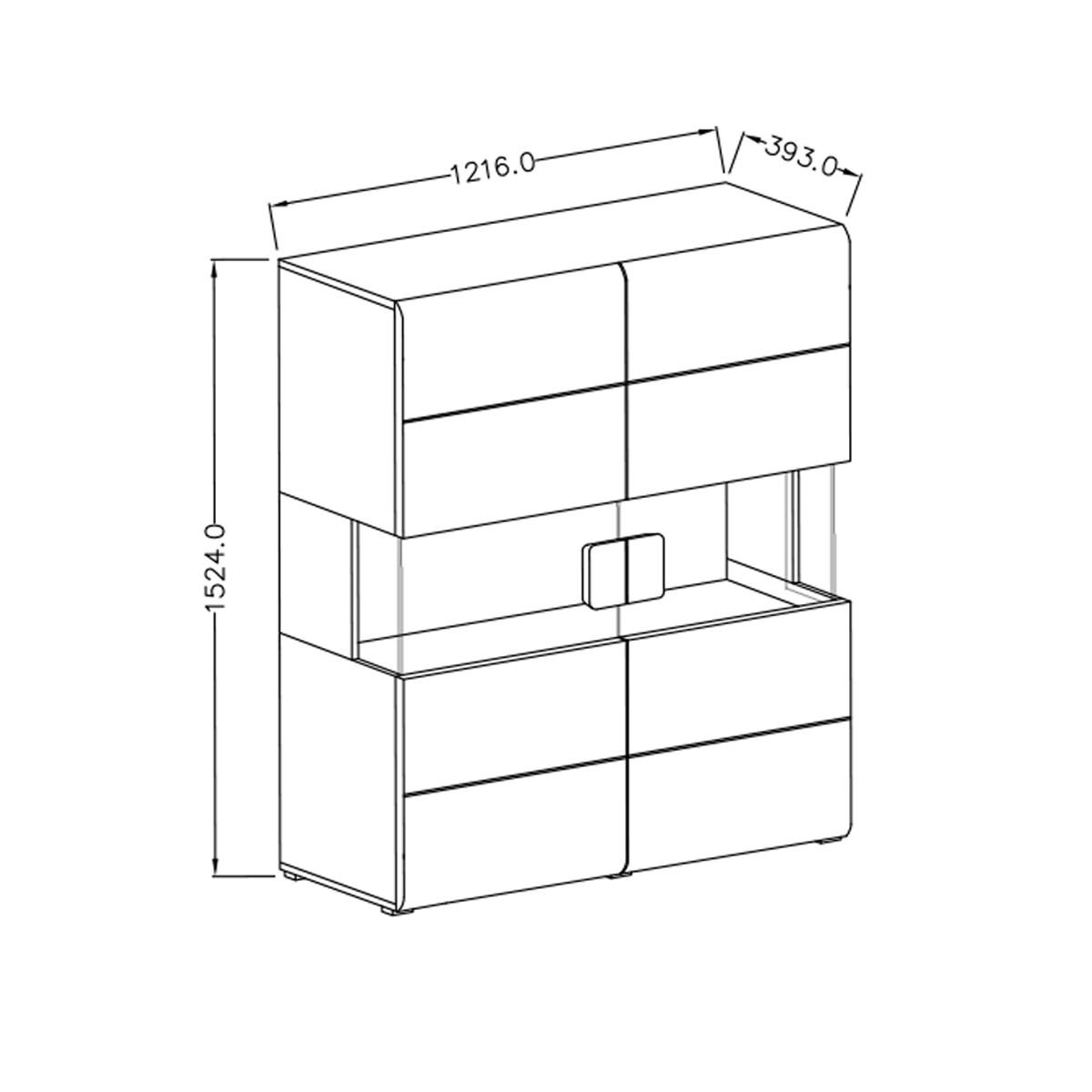 GESCHIRRSCHRANK Jules Grau und Holz - Grau, Holzwerkstoff (122/152/39cm) - Petits-meubles
