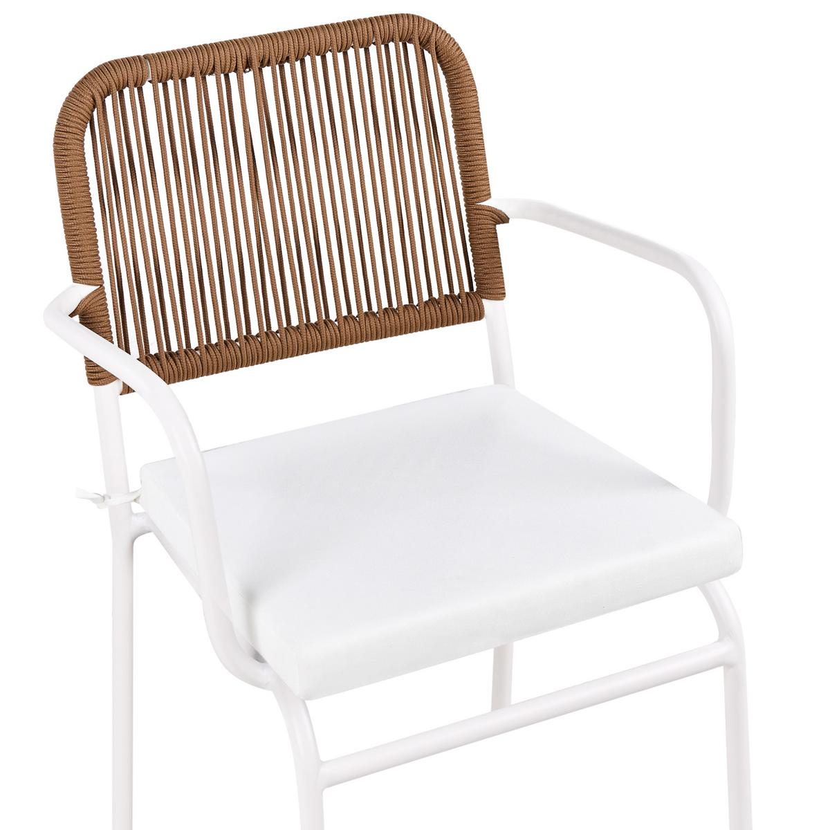 GARTENSTUHL 4er-Set Weiß Taceno - Weiß/Braun, Metall (46/82/52cm) - Beliani