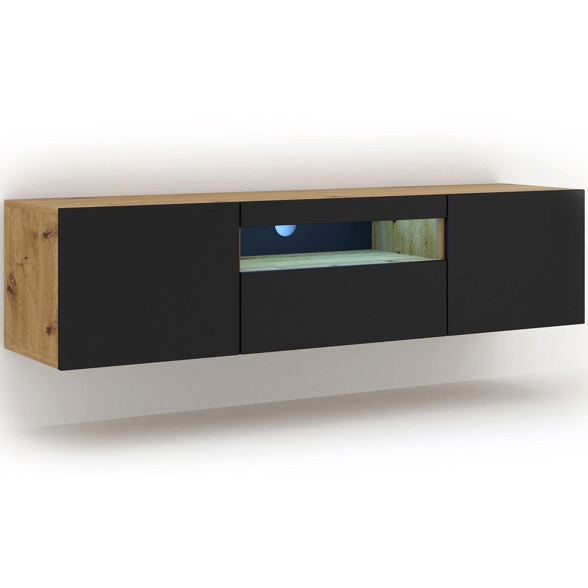 TV-MÖBEL Aurus Holz und Schwarz - Eichefarben/Schwarz, Holzwerkstoff (150/36/37cm) - Petits-meubles