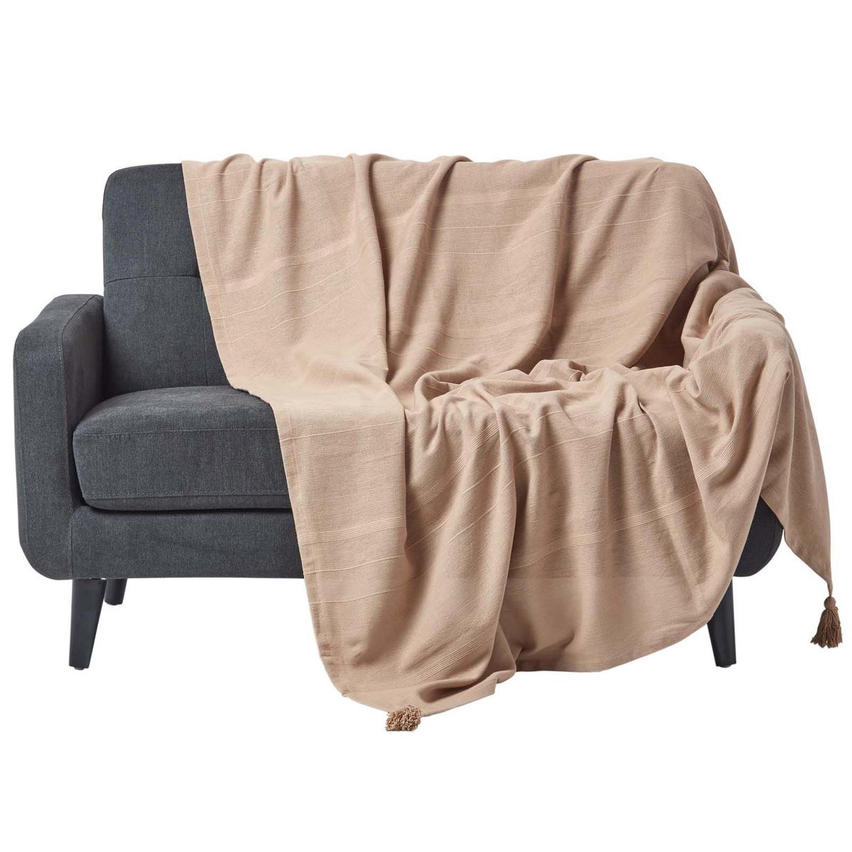 ÜBERWURF Rajput 225/255 cm, 100% Baumwolle - Beige, Textil (225/255cm) - Homescapes