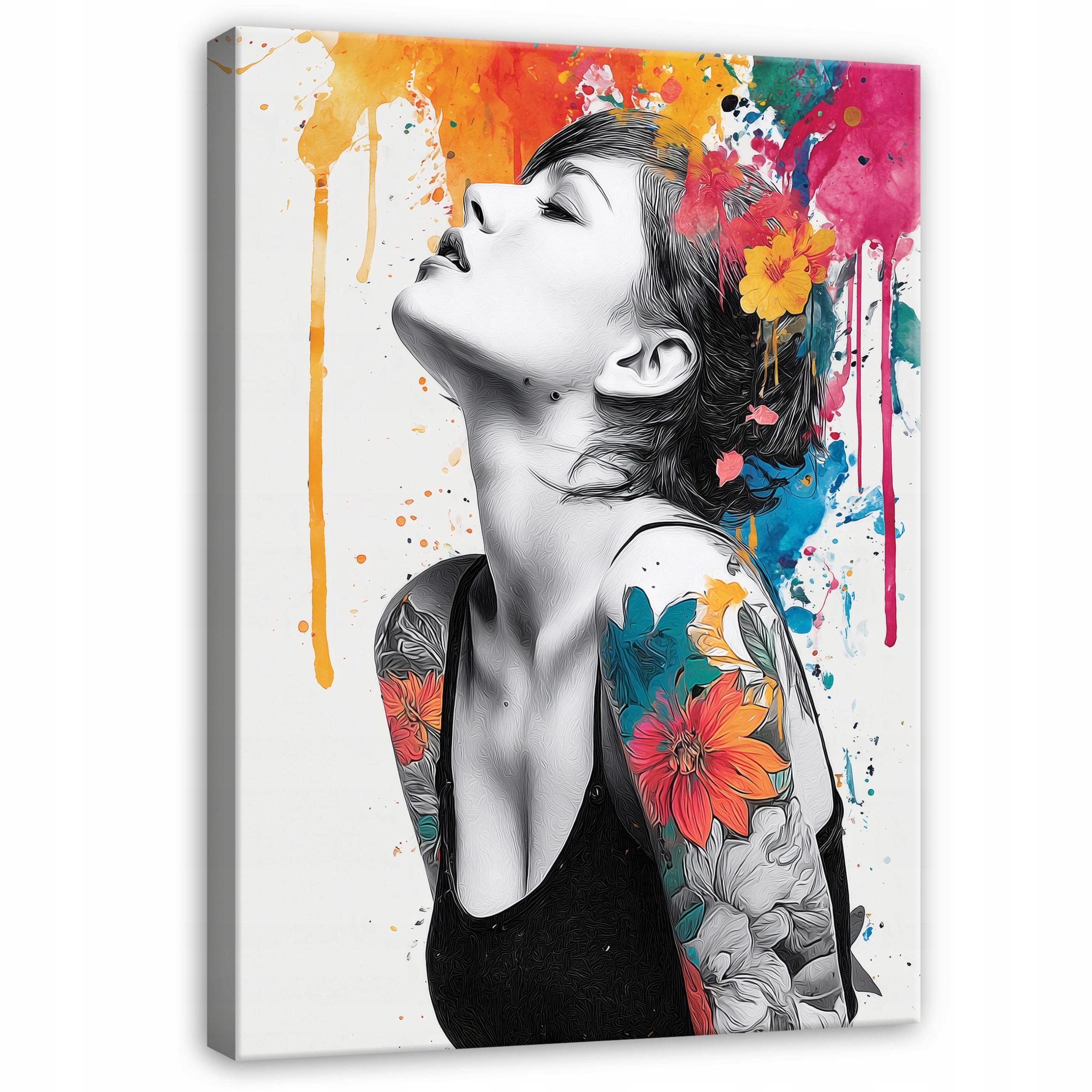 BILDER Frau Abstrakt Bunt 100x70 - Multicolor, Holzwerkstoff (70/100cm) - Wallarena