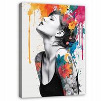 BILDER Frau Abstrakt Bunt 100x70 - Multicolor, Holzwerkstoff (70/100cm) - Wallarena