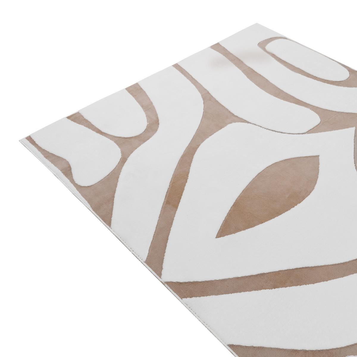 TEPPICH Beige/Weiß 160/230 cm Hartz - Beige/Creme, Textil (160/230cm) - Beliani