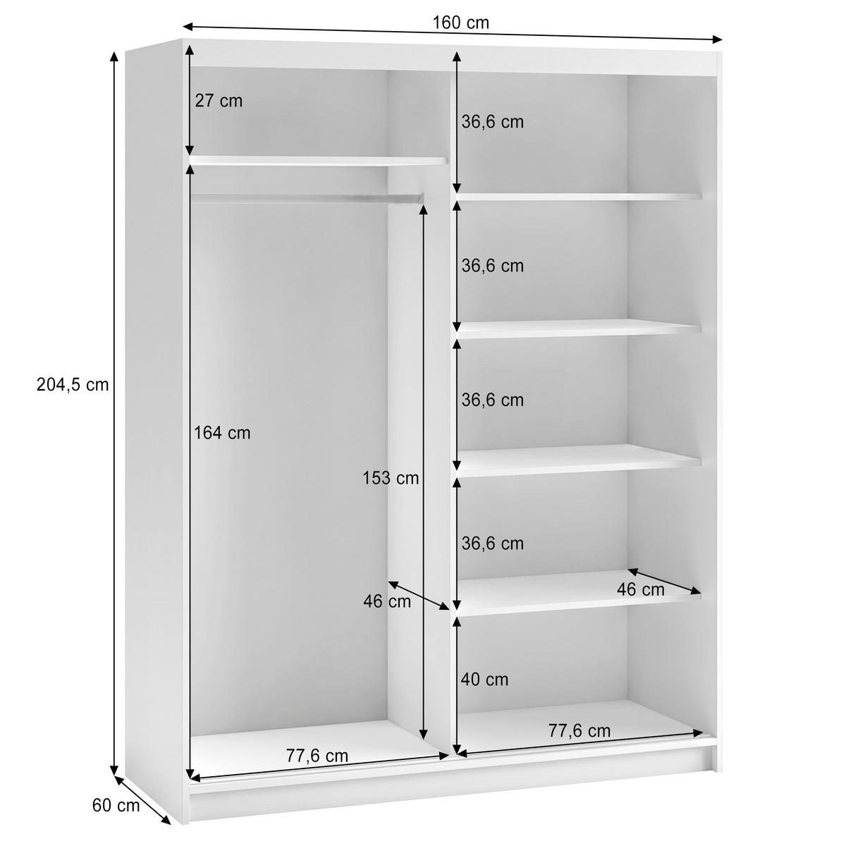 SCHWEBETÜRENSCHRANK Donatello mit 2 Türen und Schubkasteneinsatz, 160 cm, Schwarz+eiche Artisan - Schwarz/Eiche Artisan, Holzwerkstoff (160/205/60cm) - Beautysofa