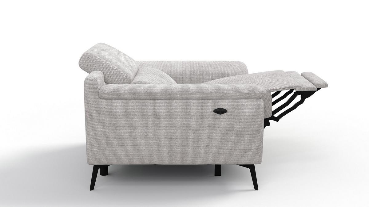 SESSEL FIERO mit Relaxfunktion, creme - Creme/Schwarz, Holzwerkstoff/Textil (114/82/103cm) - Wozimo