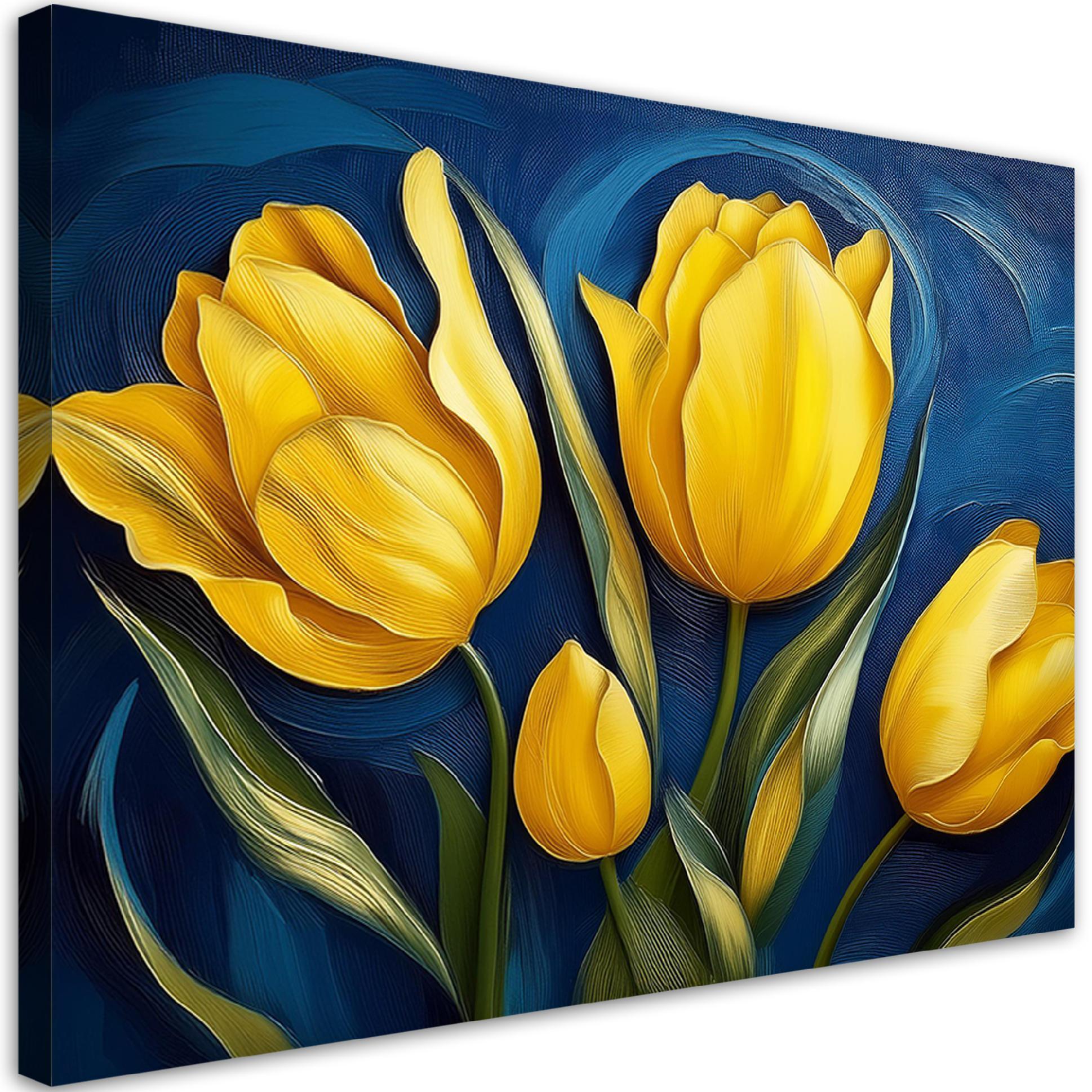 WANDBILD tulpe natur blumen - Gelb, Textil (60/40cm) - Feeby