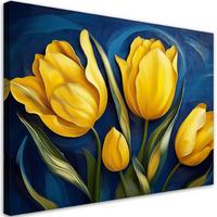 WANDBILD tulpe natur blumen - Gelb, Textil (60/40cm) - Feeby