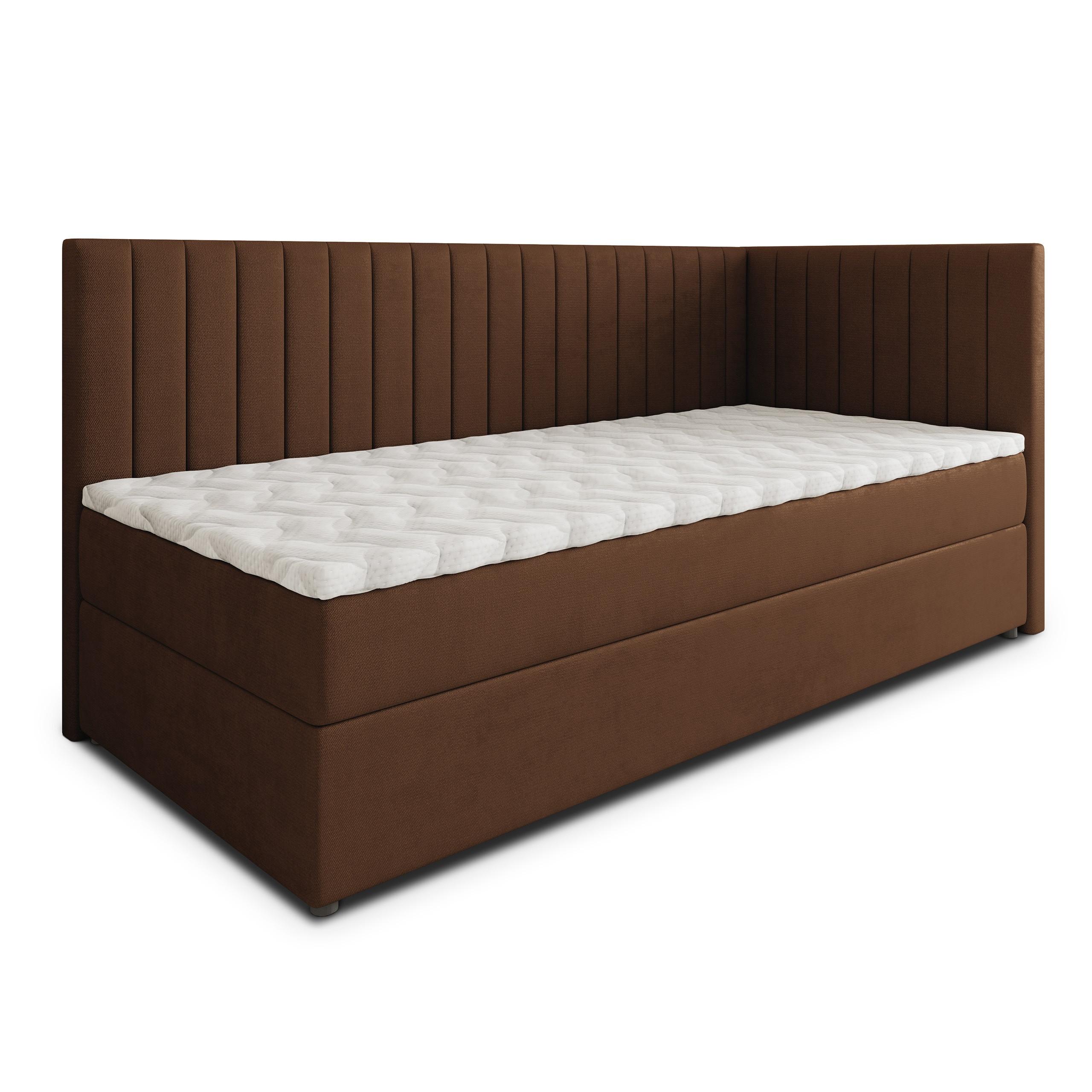 BOXBETT ARIS 80x200 cm mit Matratze und Topper, H2+H3 - Braun - Braun, Holz (80/200cm) - MASSENO