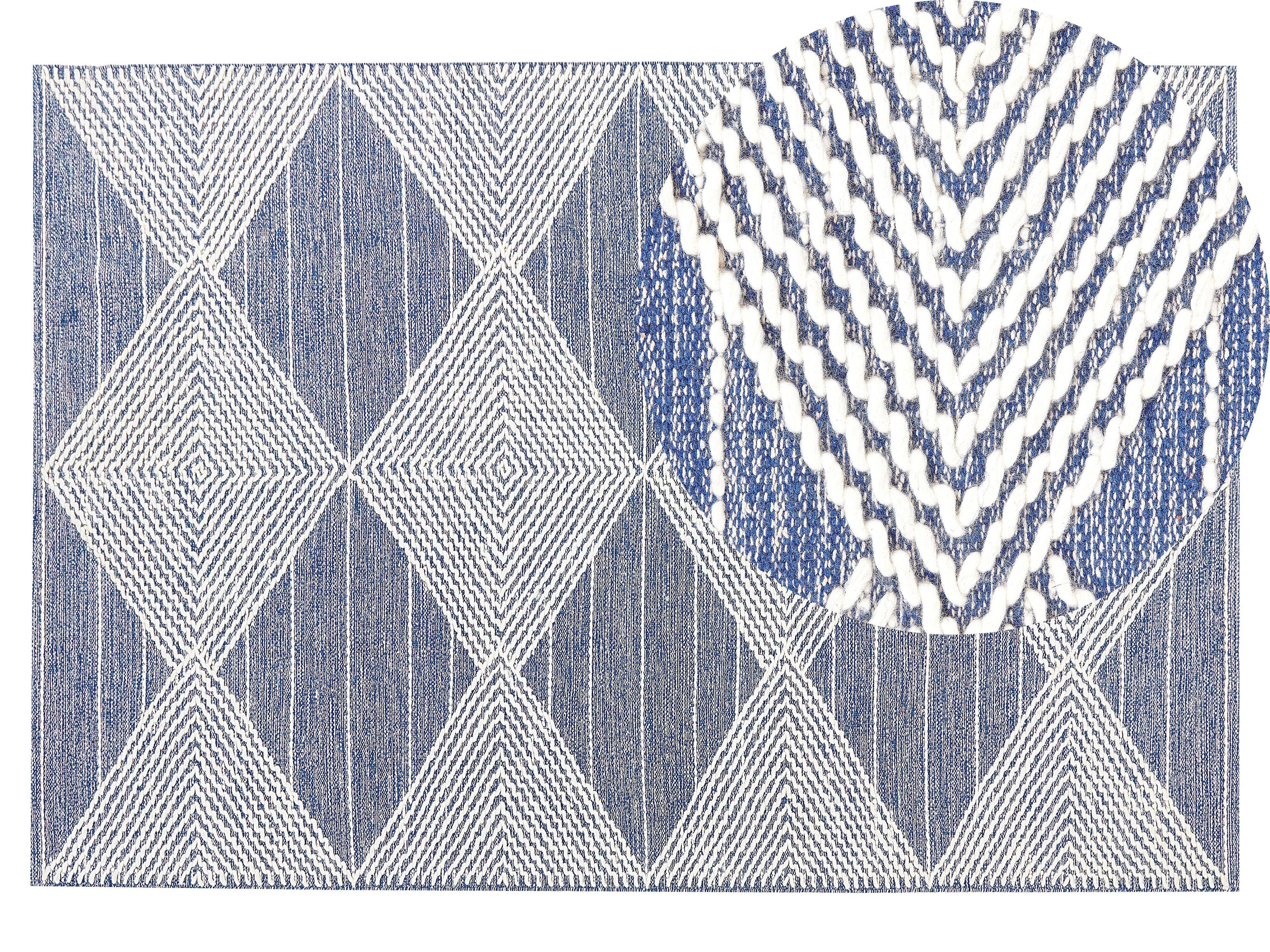 KURZFLOR-TEPPICH Datca 200/140 cm - Blau, Textil (140/200cm) - Beliani