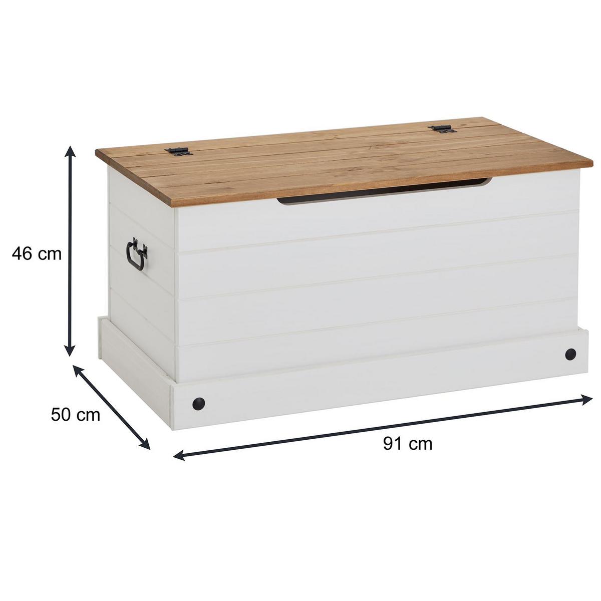 HOLZTRUHE CAMPO weiß/braun - Weiß/Braun, Holz (91/46/50cm) - CARO-Möbel