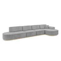 ECKSOFA Ottomane Rechts MARI-L3-v1 - 413x171x83 cm Grau Velours - Grau, Holzwerkstoff/Textil (171/413cm) - ALTDECOR
