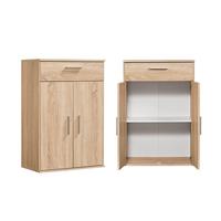 MEHRZWECKSCHRANK Der Praktische - Weiß/Sonoma Eiche, Holzwerkstoff (60/91/34cm) - Mokebo