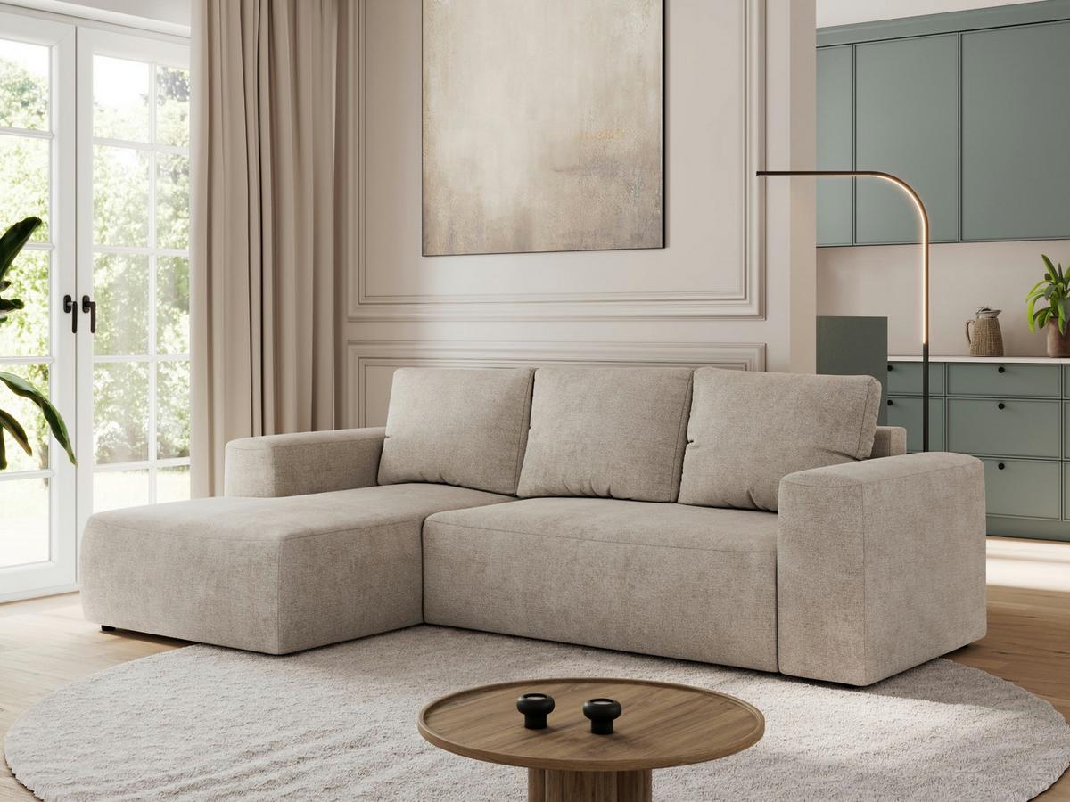 ECKSOFA TRENTINO L Beige Stukture - Links - Beige/Schwarz, Kunststoff/Textil (266/164cm) - MKS