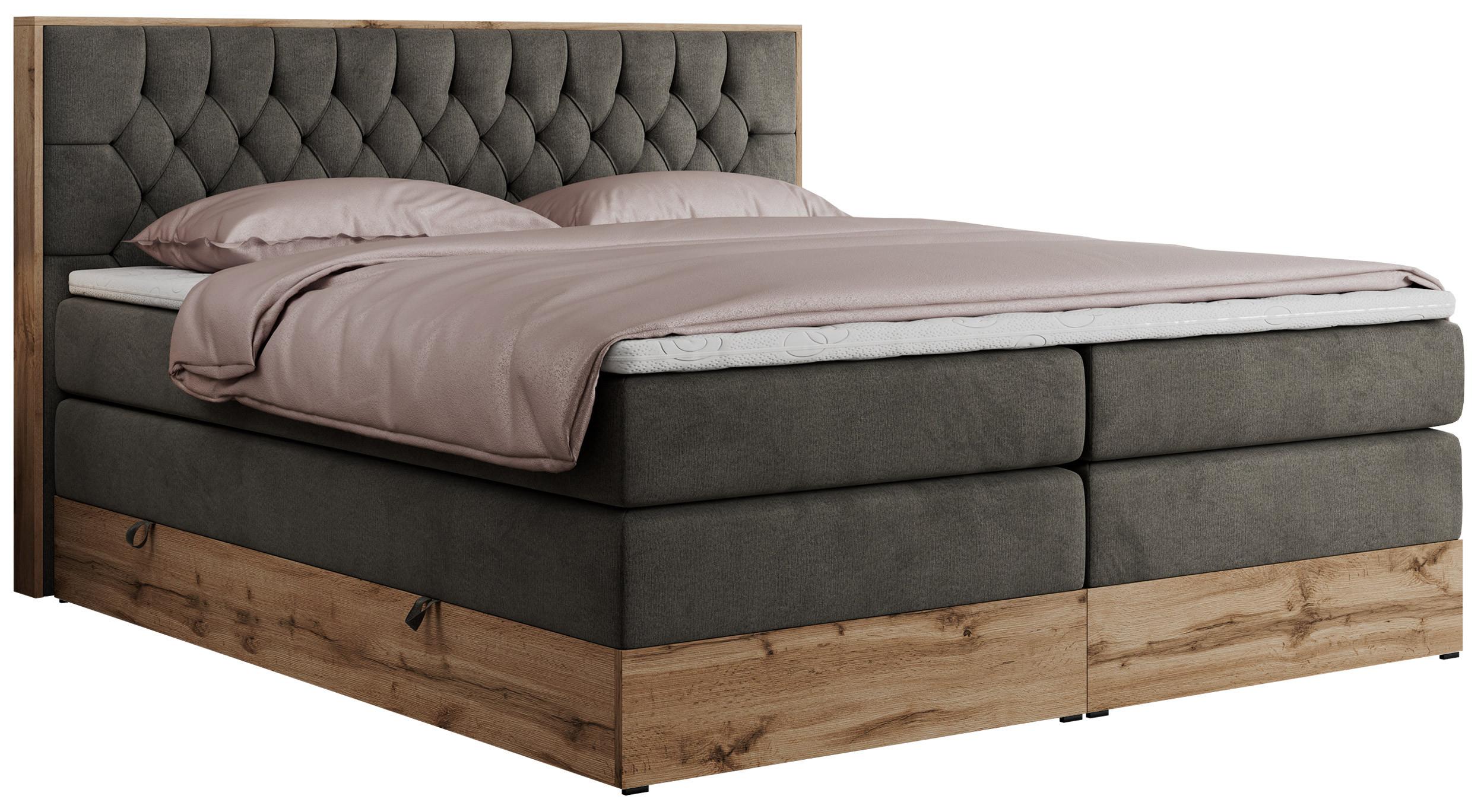 BOXSPRINGBETT AMORE KING 160/200 Dunkelgrau Velvet - H4 - Dunkelgrau, Holz/Textil (160/200cm) - MKS