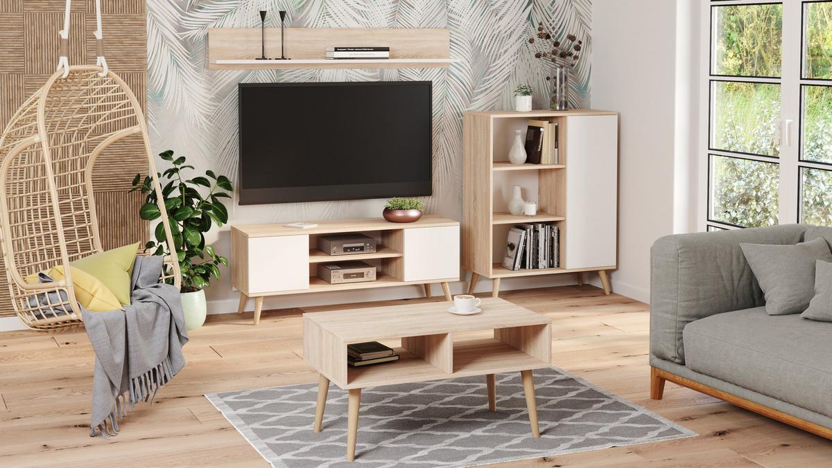 BÜCHERREGAL Fondi - Eichefarben/Weiß, Holzwerkstoff (90/116/40cm) - RAUMHIRSCH FURNITURE