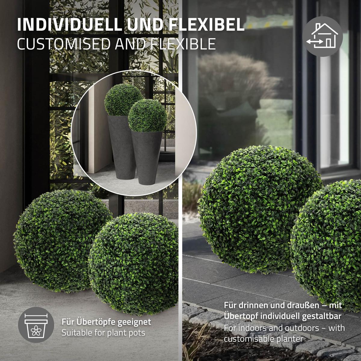KÜNSTLICHE Buchsbaumkugel 2er Set groß Ø35 cm Grün aus Kunststoff - Grün, Kunststoff/Textil (45cm) - ML-DESIGN