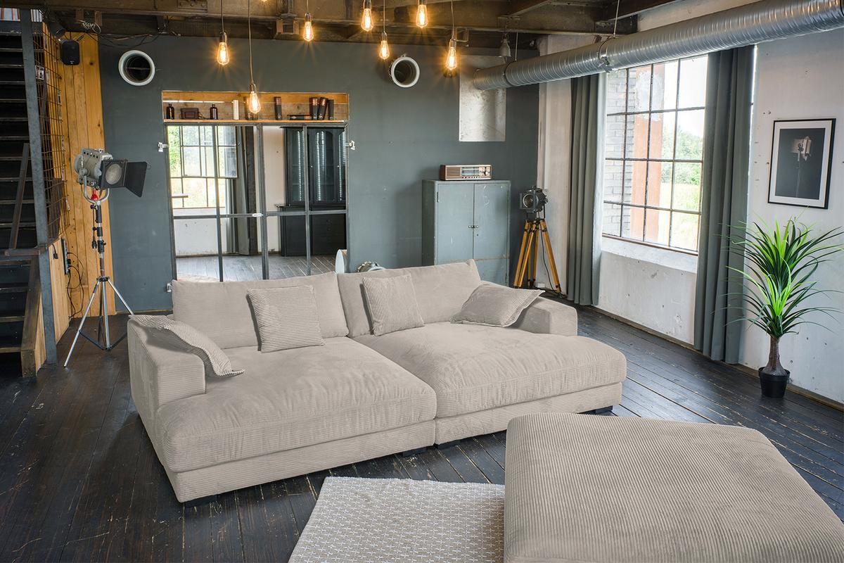 BIG SOFA-SET 6-TLG MADELINE Taupe Cord - Taupe/Schwarz, Kunststoff/Textil (290/85/170cm) - KAWOLA