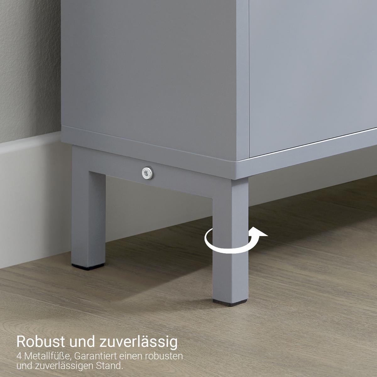 SCHUHSCHRANK Grau - Grau, Holzwerkstoff/Metall (50/91/19cm) - SoBuy