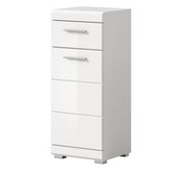 BADKOMMODE weiß Hochglanz 37 x 88 cm, Badschrank mit Vollauszug - Weiß Hochglanz/Silberfarben, Holzwerkstoff/Kunststoff (37/88/31cm) - Inn.Furn