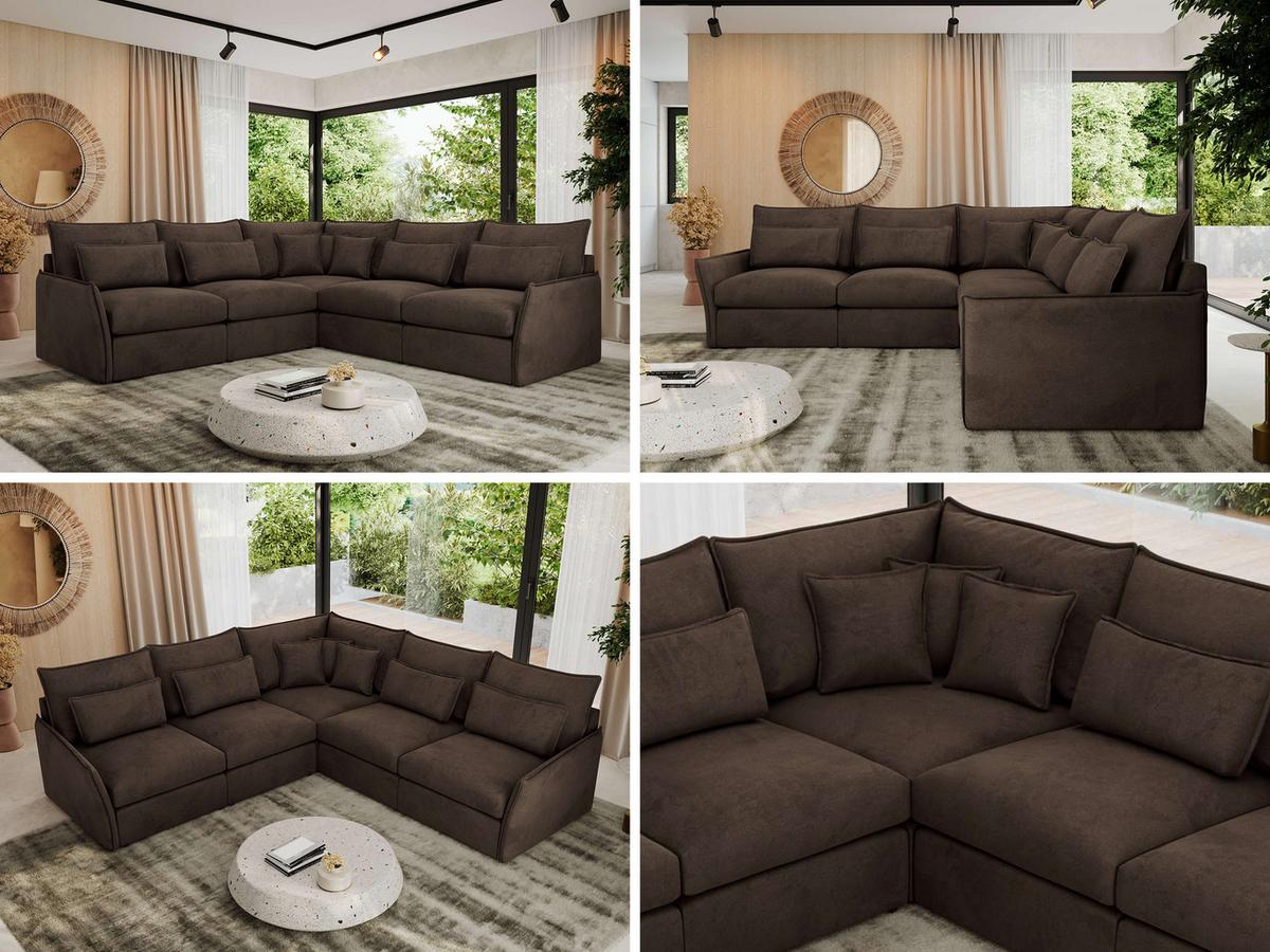 ECKSOFA VERSO L Braun Velvet - Schwarz/Braun, Kunststoff/Textil (270/270cm) - MKS