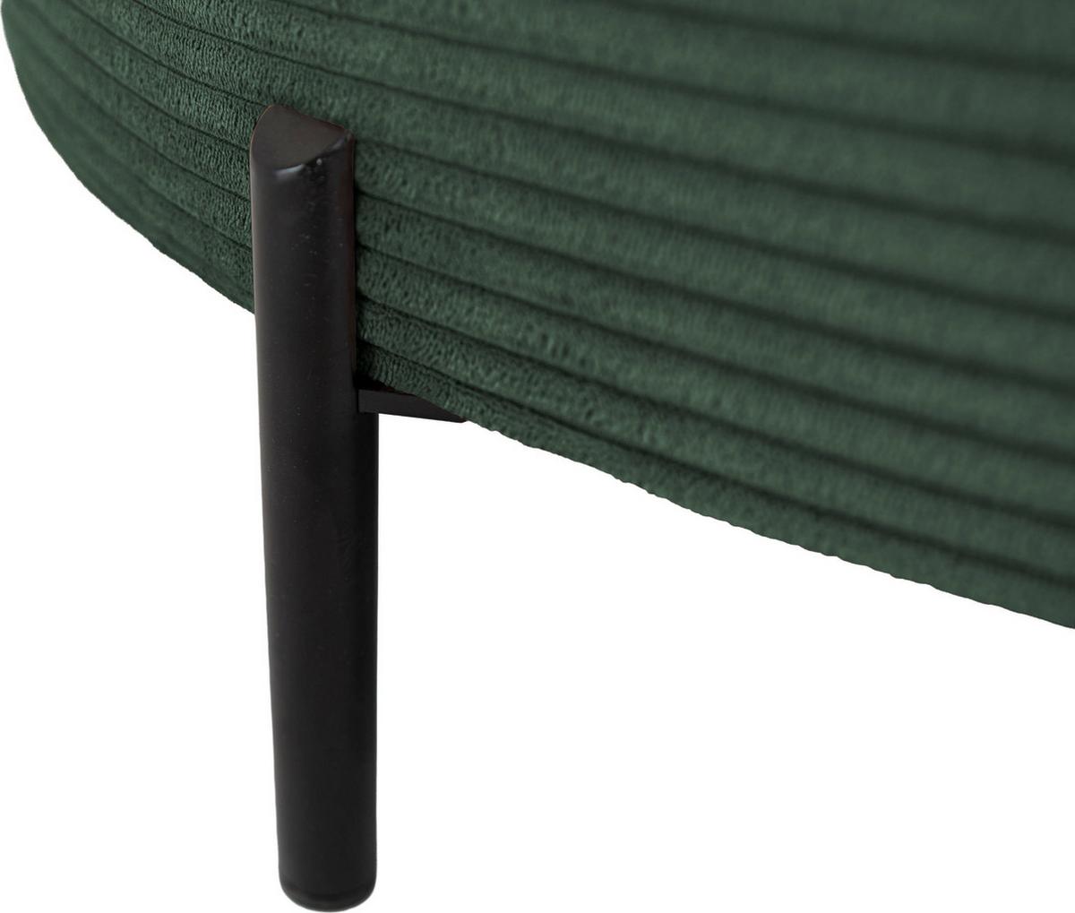 ECKSOFA Hana Loft 3-Sitzer Ecke Rechts, Cordstoff Chenille, Dunkelgrün 241/80/168 cm - Dunkelgrün/Schwarz, Textil/Metall (168/241cm) - WFL GROUP