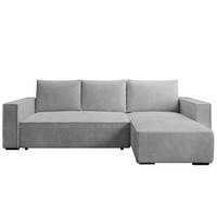 ECKSOFA CUDDY L, Eckcouch in L-Form mit Schlaffunktion und Bettkasten, Farbe: Grau, Cordstoff, Ottomane Rechts - Grau, Textil (240/140cm) - Storez24