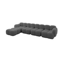ECKSOFA modulares Sofa Links Miko-L3 390x205x75 Grau Bouclé - Chromfarben/Schwarz, Holzwerkstoff/Kunststoff (390/205cm) - ALTDECOR